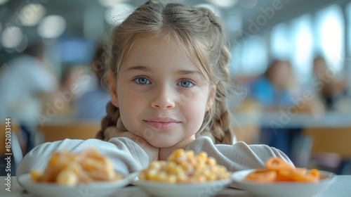 Little Girl Sitting at Table With Plate of Food