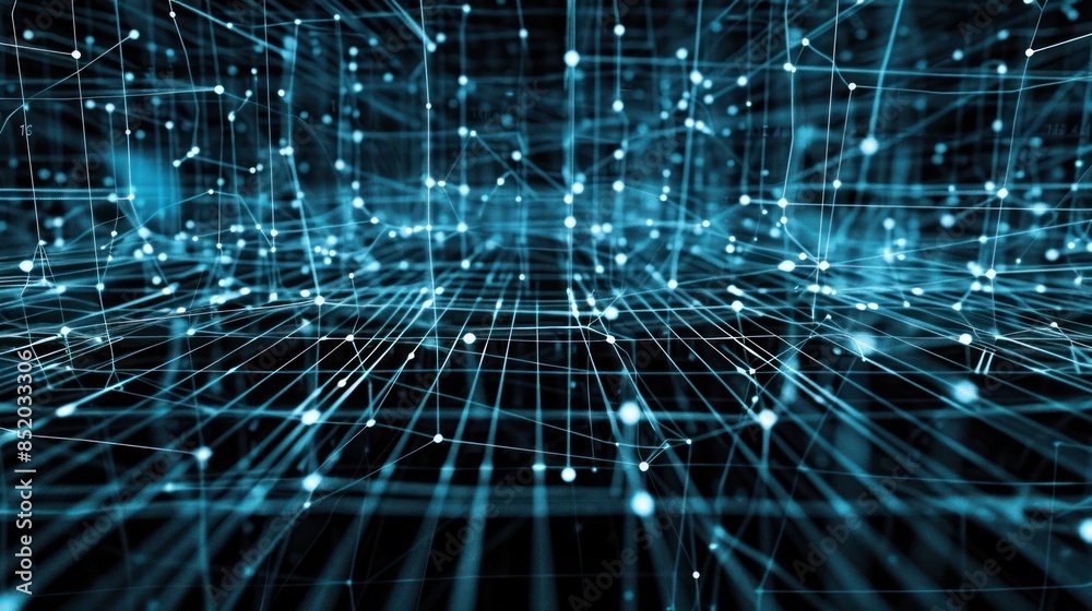 Abstract Network Visualization with Blue Lines and Dots Abstract Network Visualization with Blue Lines and Dots
