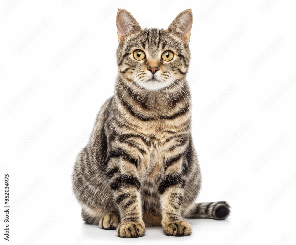 Beautiful short hair cat sitting on a white background Beautiful short hair cat sitting on a white background
