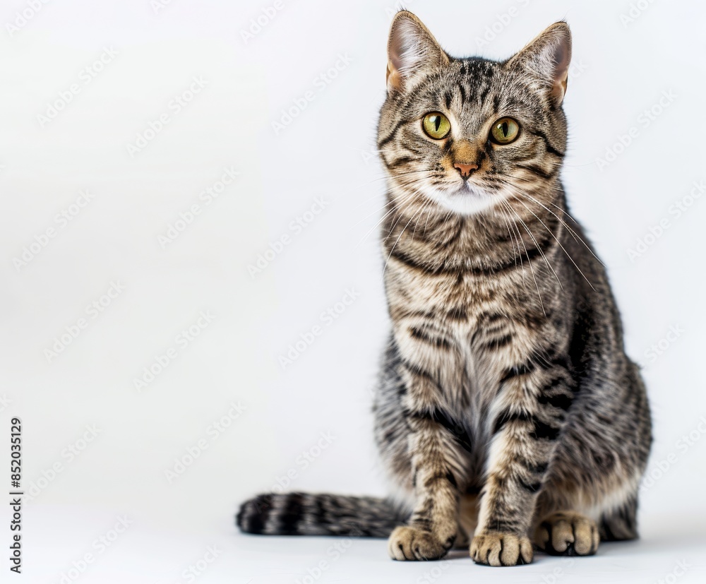Beautiful short hair cat sitting on a white background Beautiful short hair cat sitting on a white background