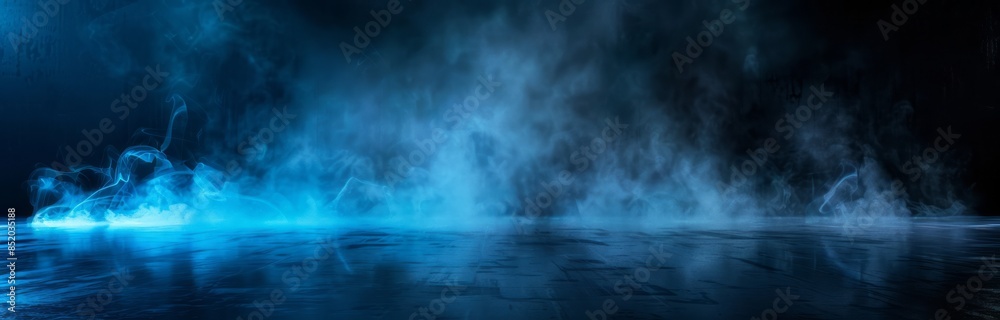 Dark room with smoke, fog and light on the floor Dark room with smoke, fog and light on the floor