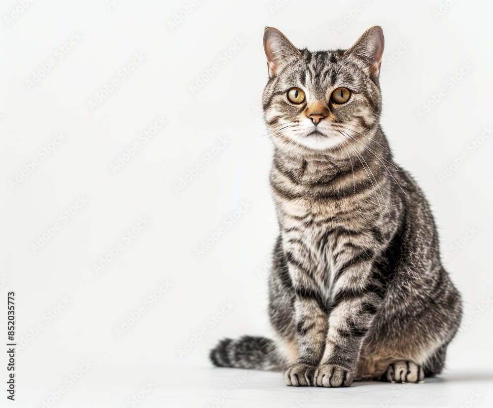 Beautiful short hair cat sitting on a white background Beautiful short hair cat sitting on a white background