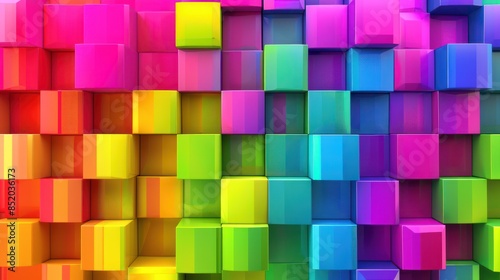Abstract Rainbow Cube Wall