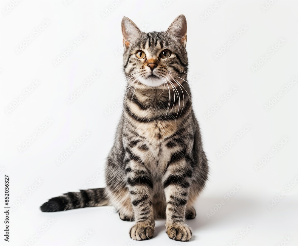 Beautiful short hair cat sitting on a white background Beautiful short hair cat sitting on a white background