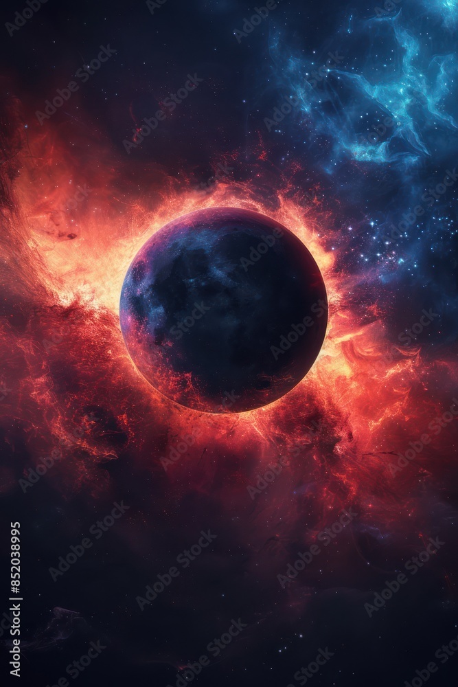 A Black Hole in a Nebula of Red and Blue Gas A Black Hole in a Nebula of Red and Blue Gas