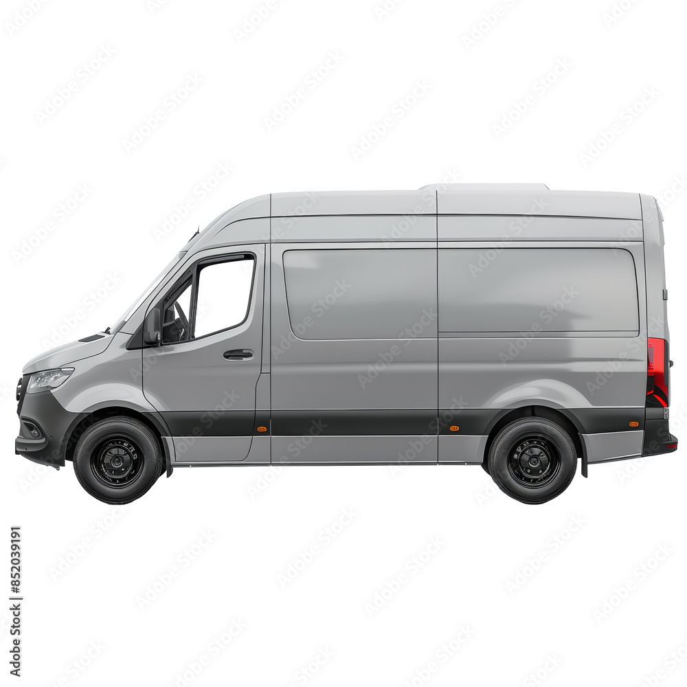 Grey Cargo van on white background Grey Cargo van on white background