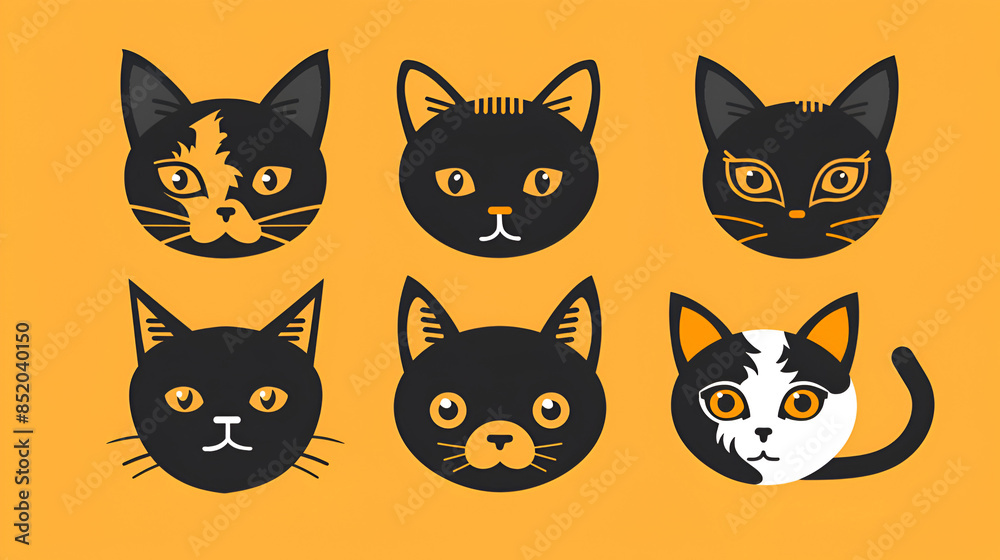 Vector set of cat logo designs Vector set of cat logo designs