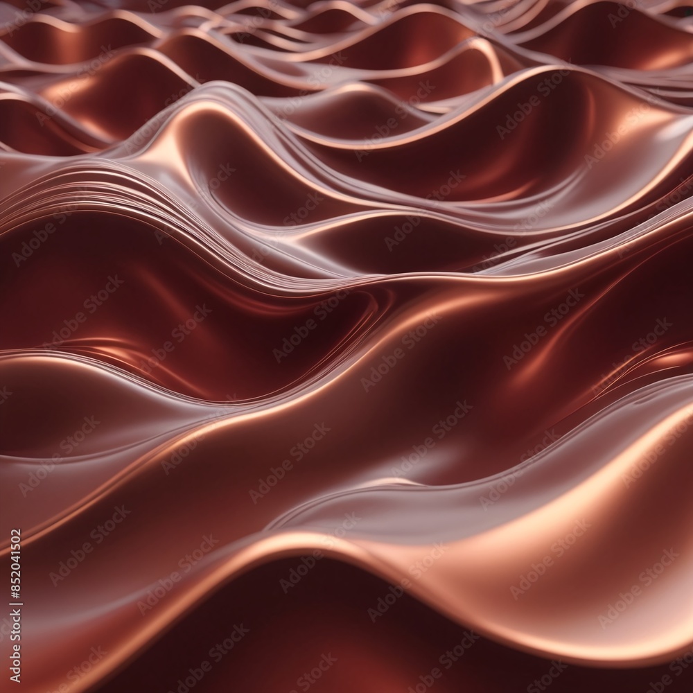 Fototapeta premium Crimson Flow Abstract Fluid Dynamics in Copper Red 3D Render