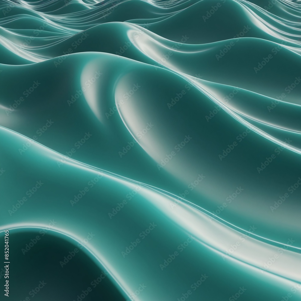 Obraz premium Jade Ripples in Teal Abstract 3D Wave Design