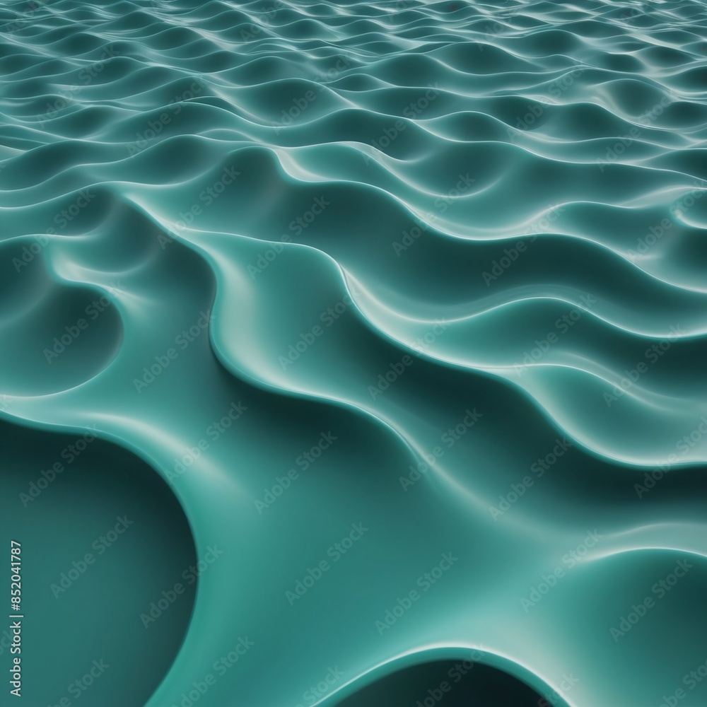 Obraz premium Jade Ripples in Teal Abstract 3D Wave Design