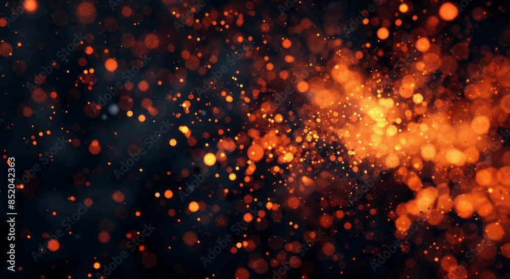 Fire ember particles glowing against a pitch-black background, creating a dark and intense atmosphere Fire ember particles glowing against a pitch-black background, creating a dark and intense atmosphere
