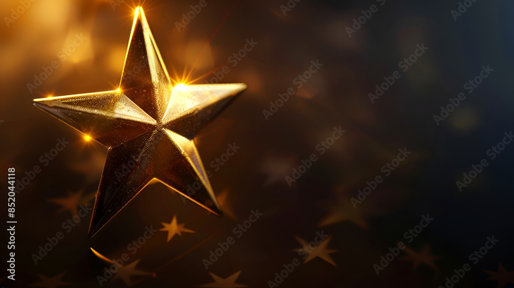 Golden star with light effect against a dark background Golden star with light effect against a dark background