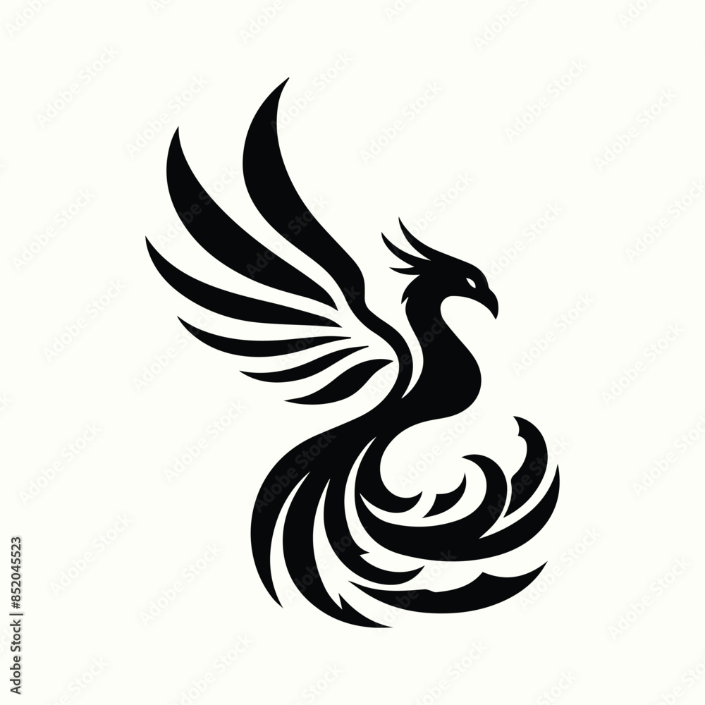 Minimalist Phoenix Silhouette Design Minimalist Phoenix Silhouette Design