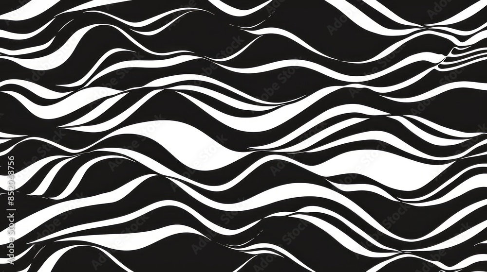 Illustration of a seamless pattern with black and white wavy lines Illustration of a seamless pattern with black and white wavy lines