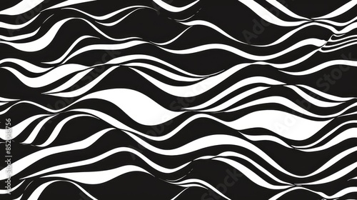 Illustration of a seamless pattern with black and white wavy lines