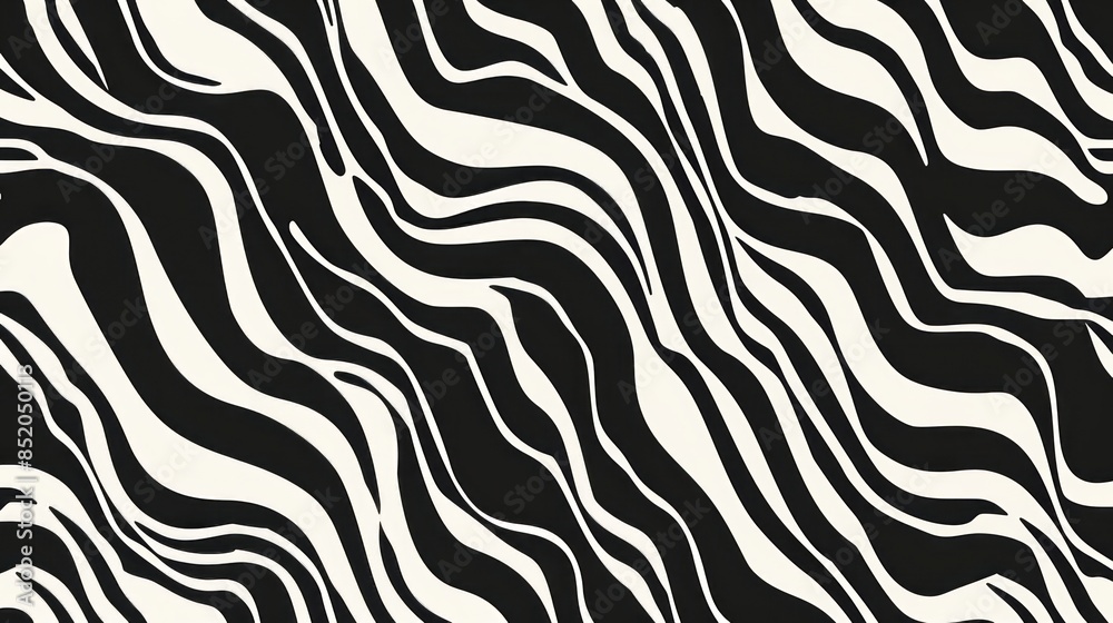 Illustration of a seamless pattern with black and white wavy lines Illustration of a seamless pattern with black and white wavy lines