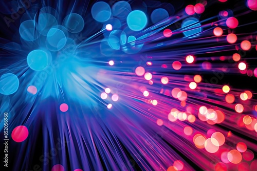 a colorful picture of a bunch of lights, Examine the behavior of optical fibers