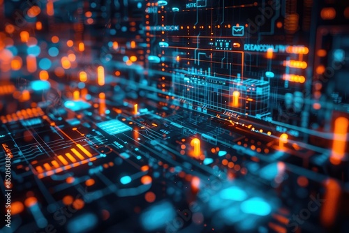 free photo of man works on a computer and conducts analysis using neural networks. Worldwide interface. The young man absorbs information. Technology concept