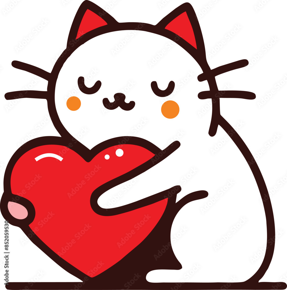 harming Illustration of an Adorable Cat Lovingly Holding a Heart-Shaped Red Symbol harming Illustration of an Adorable Cat Lovingly Holding a Heart-Shaped Red Symbol