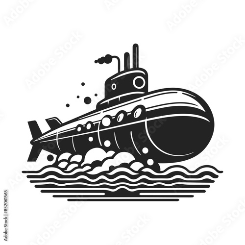 Silhouette submarine icon on a white background. flat vector illustration.