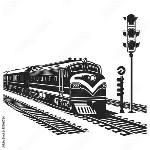 Continuous line vector illustration of a railway track. one line train.