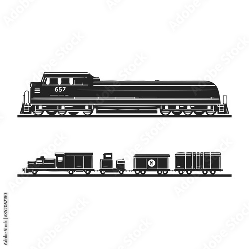 Electric Train Railway Silhouette. High quality vector