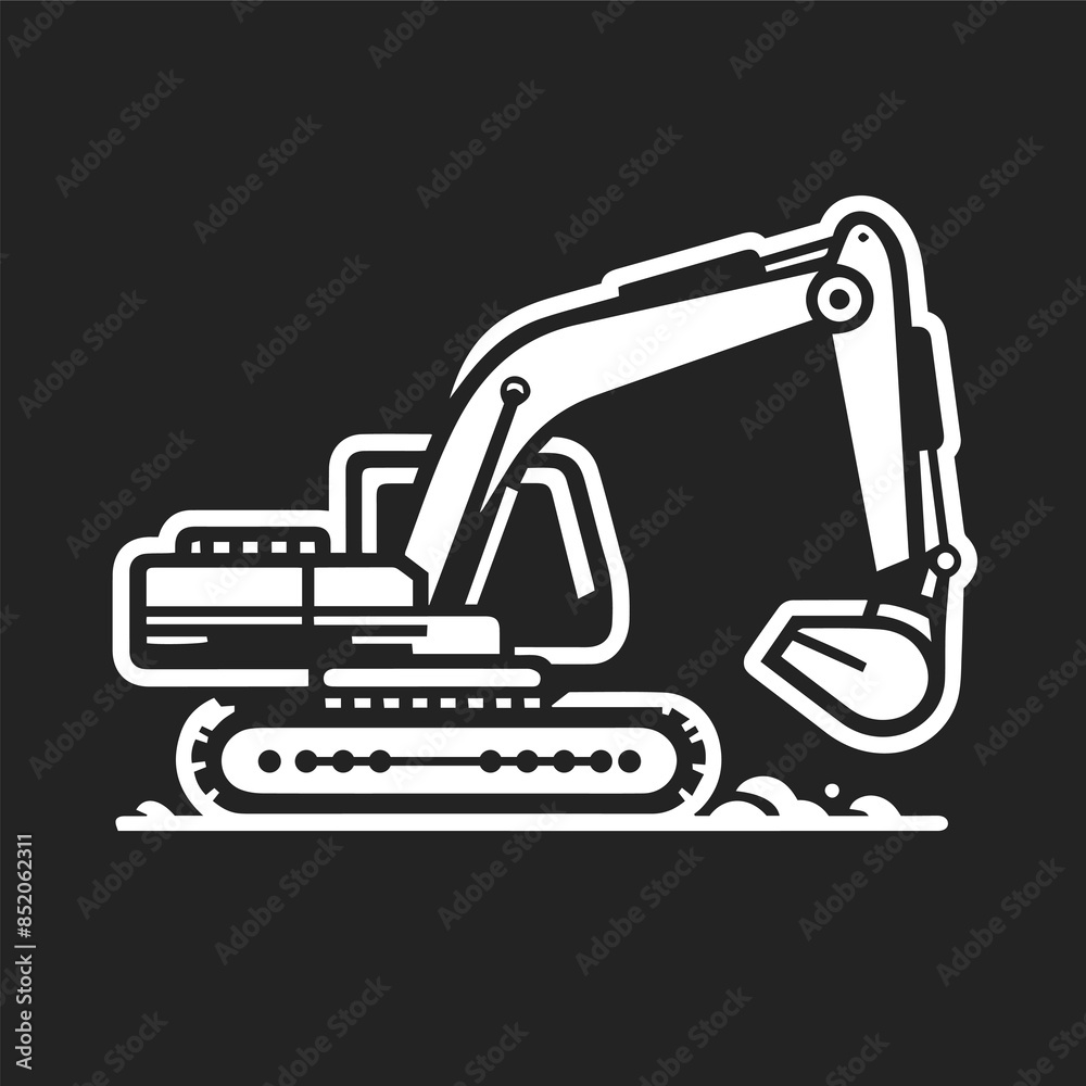 Excavator silhouette with transparent background, vector illustration suitable for laser cutting, cut, and craft projects Excavator silhouette with transparent background, vector illustration suitable for laser cutting, cut, and craft projects