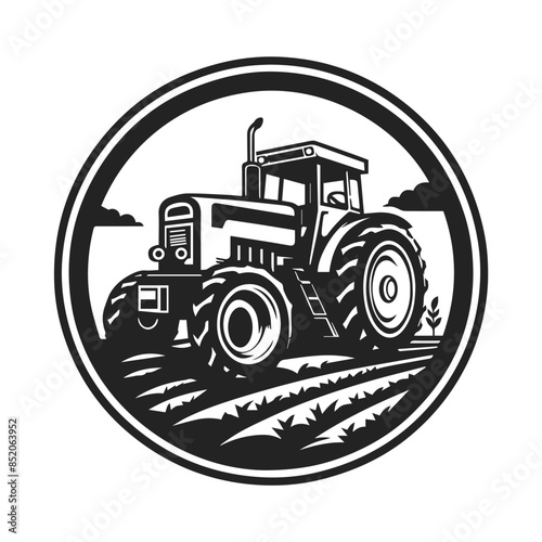 A tractor Vector black isolated on a white background, A farm Tractor Silhouette