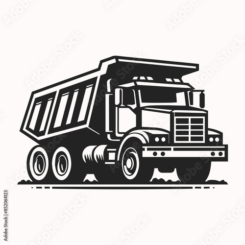 Clean Cut Dump Truck Outline. Sleek Vector Art