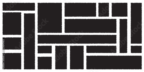 Black torn sheet of paper for sticker, collage, banner. Set of grunge smooth rectangular shapes.Vector illustration isolated on transparent background set.