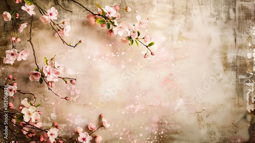 Studio textured background with flowers