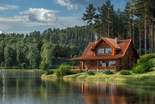 house near the lake Generative AI © Roman