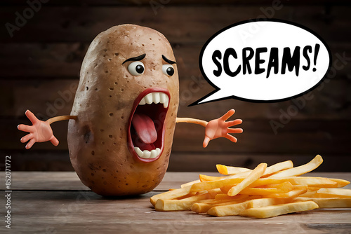 potato screams at the fry