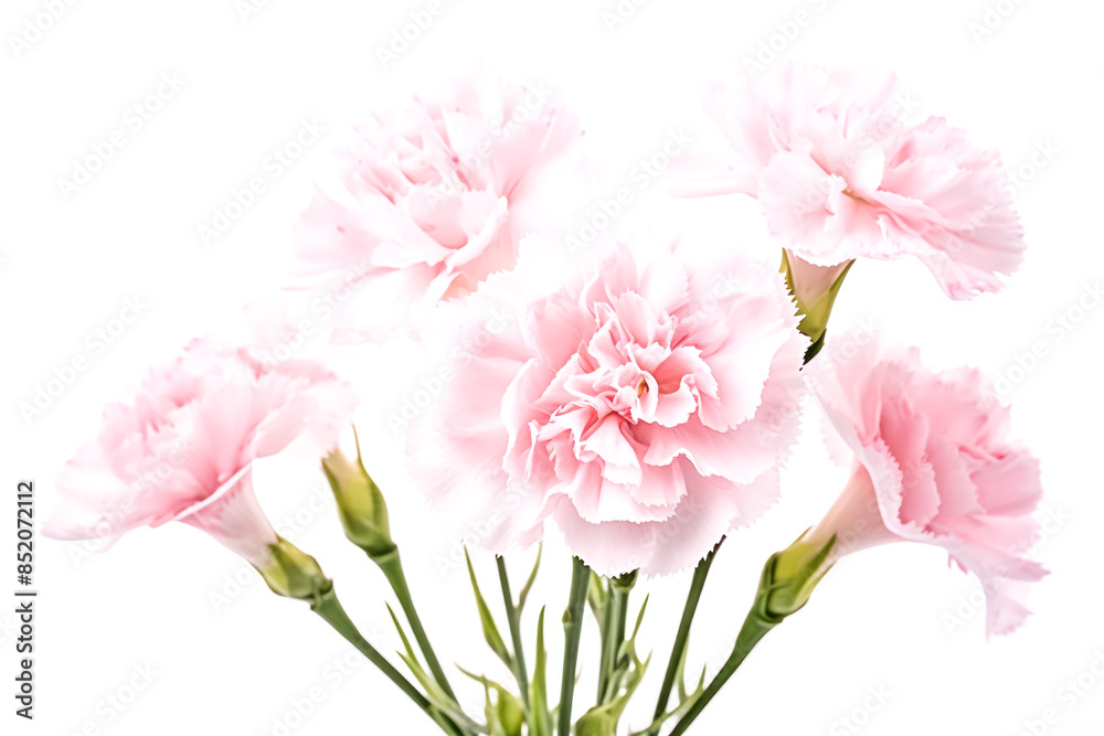 A bouquet of pink carnations is arranged in a vase A bouquet of pink carnations is arranged in a vase