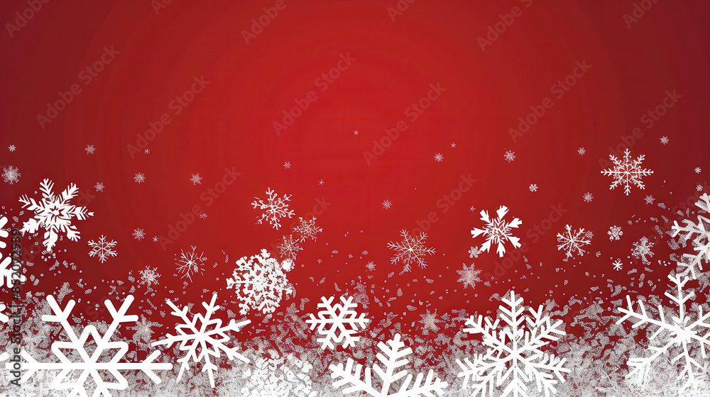 A Festive Winter Wonderland With White Snowflakes on a Red Background A Festive Winter Wonderland With White Snowflakes on a Red Background