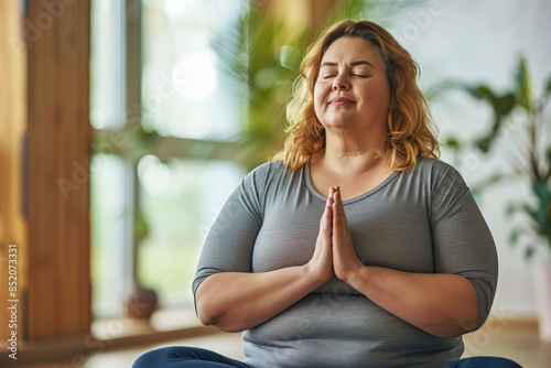 Free Download Overweight woman doing yoga - GFXLoad