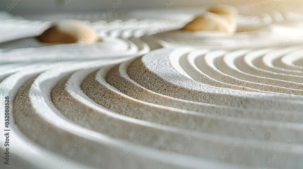 Zen garden with raked sand patterns, minimalistic, serene atmosphere, Japanese ink painting Zen garden with raked sand patterns, minimalistic, serene atmosphere, Japanese ink painting
