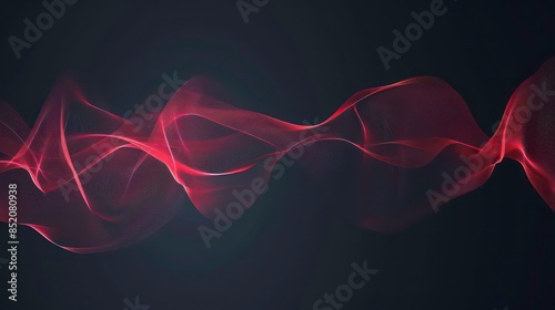 Minimalistic red sound waves against a dark background, capturing the essence of audio visualization in a sleek and modern design. Generative AI photo