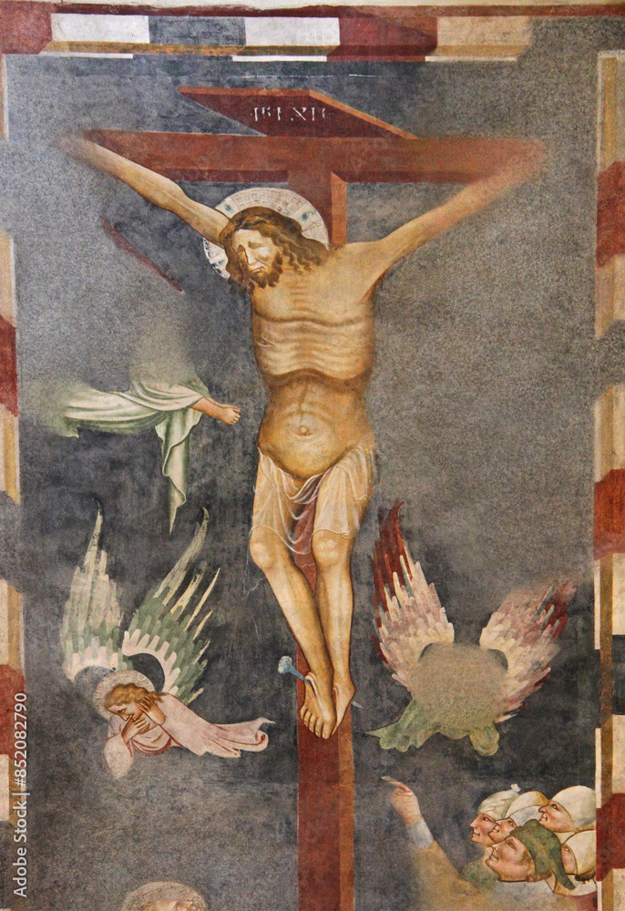 Φωτογραφία Cristo crocifisso con angeli; affresco nel Battistero di San Giovanni a Varese