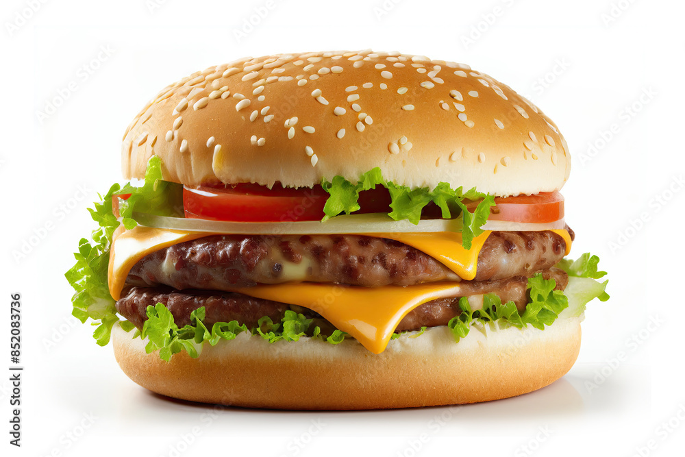 Burger on black background. Generative AI Burger on black background. Generative AI