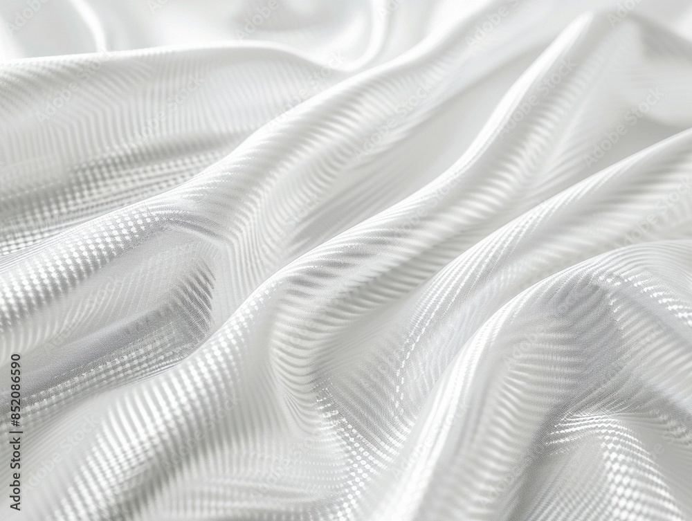 Naklejka premium Close-up of white fabric with a wavy texture.