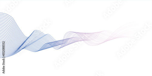 wave lines smooth flowing blue purple pink gradient isolated dynamic for the concept of communication, science, music, technology, digital,