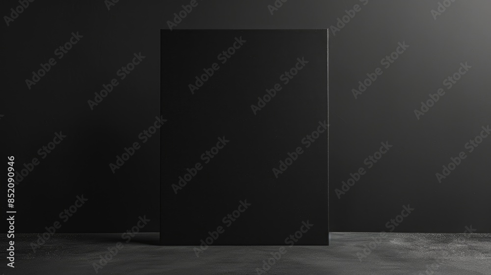 A black cardboard placed against a plain backdrop A black cardboard placed against a plain backdrop