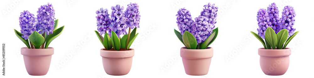 Set of Hyacinth isolated on transparent png background. Generative ai Set of Hyacinth isolated on transparent png background. Generative ai