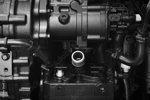 Diesel engine for truck or electric generator close up