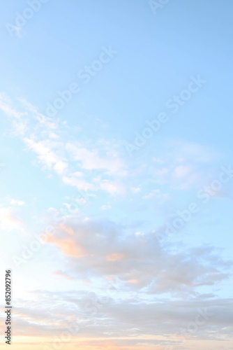 Fototapeta Naklejka Na Ścianę i Meble -  Sunset sky in the morning with sunrise and soft pink clouds with yellow tones, happy,day, back ground