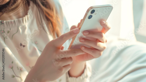 スマホを操作する女性の手元