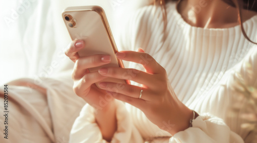 スマホを操作する女性の手元