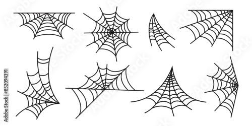 Obraz Spider web vector set. Halloween decoration element.
