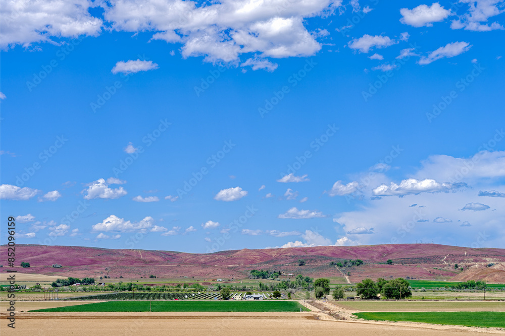 Hills rising above the farm fields near Vale, Oregon, USA Hills rising above the farm fields near Vale, Oregon, USA